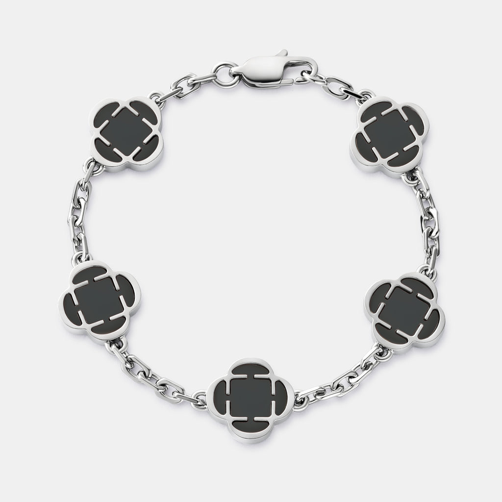 Onyx Clover Stone Bracelet
