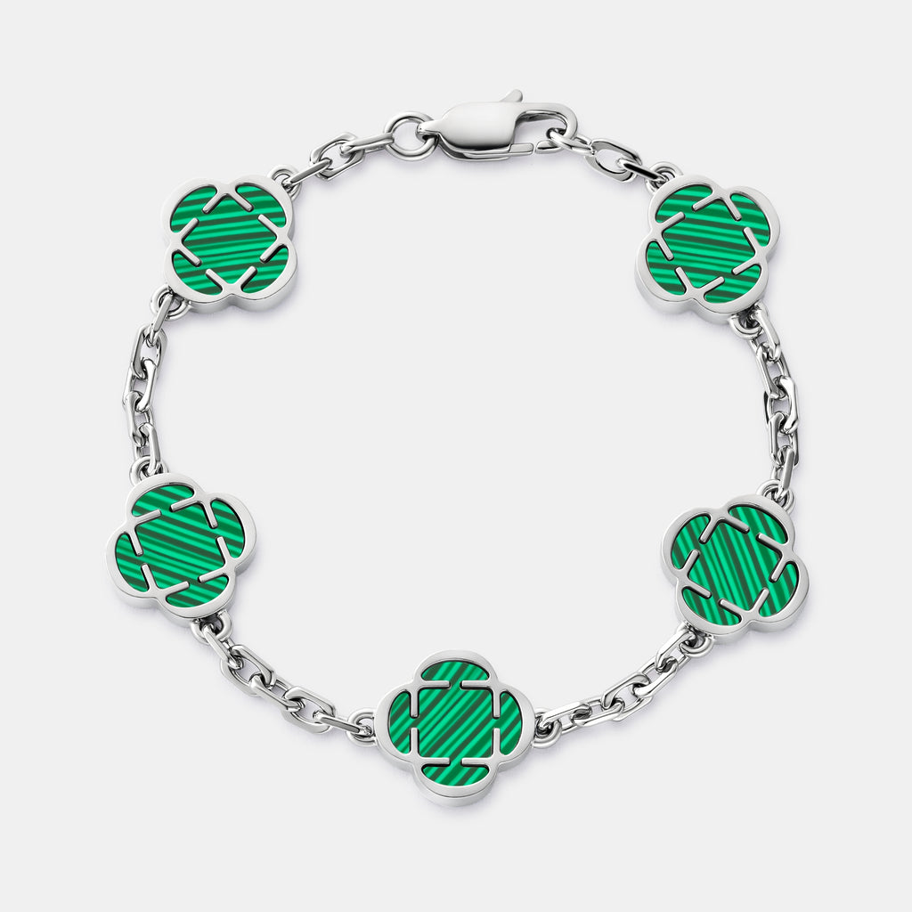 Malachite Clover Stone Bracelet