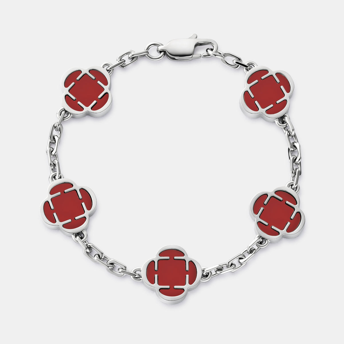 Red Clover Stone Bracelet (Silver)