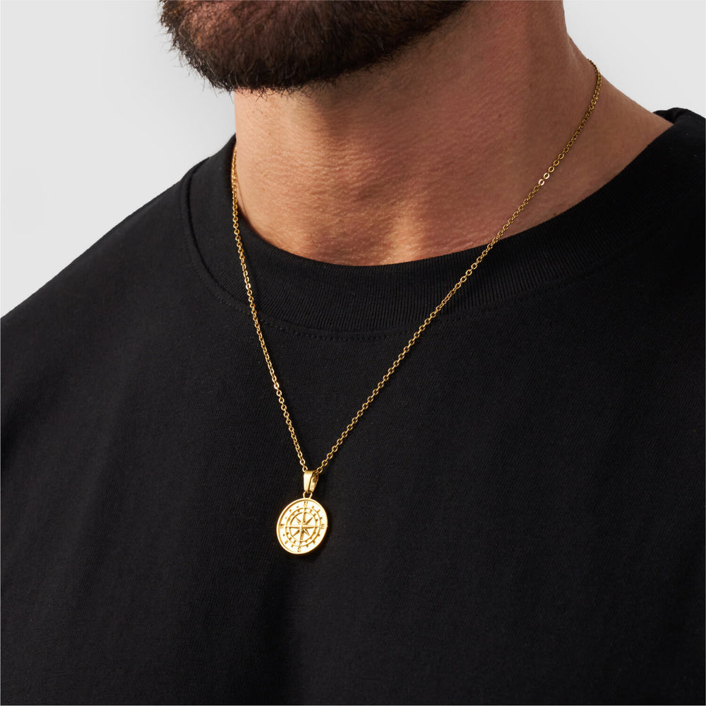 Gold Compass Pendant with Chain | CRAFTD London