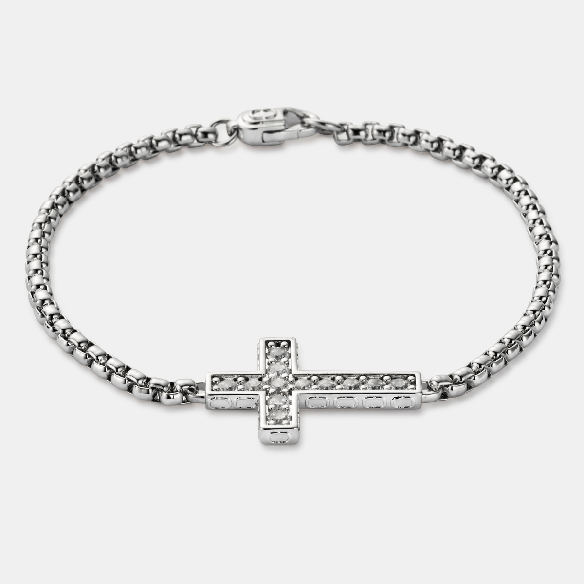 Iced Cross Bracelet (Silver)