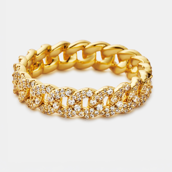 Iced Cuban Band Ring (Gold) 6mm