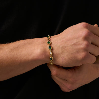 Melted Emerald Gemstone Bracelet (Gold)