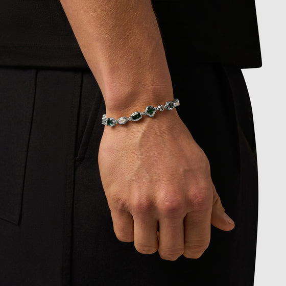 Melted Emerald Gemstone Bracelet (Silver)