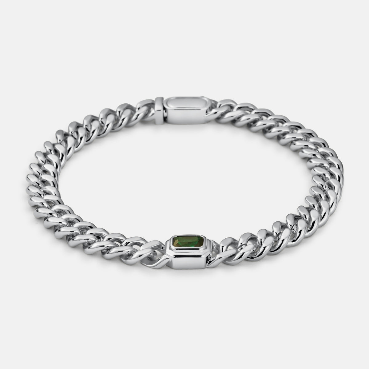 Emerald Cuban Bracelet (Silver) 6mm