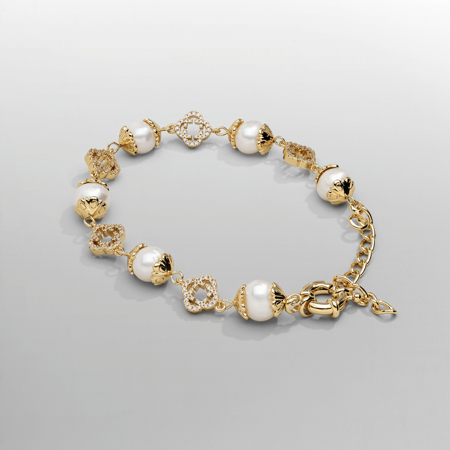 Filigree Real Pearl Bracelet (Gold)