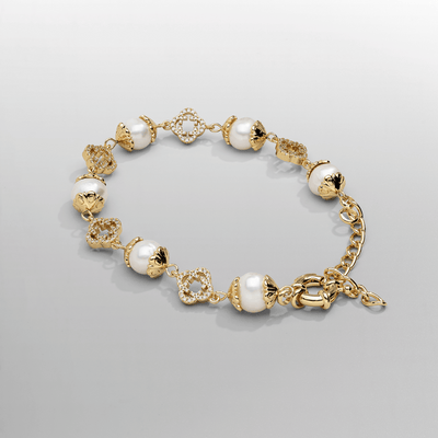 Filigree Real Pearl Bracelet (Gold)