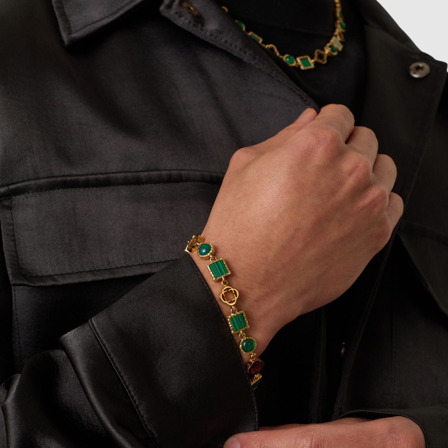 Green Quartz Gemstone Set (Gold)