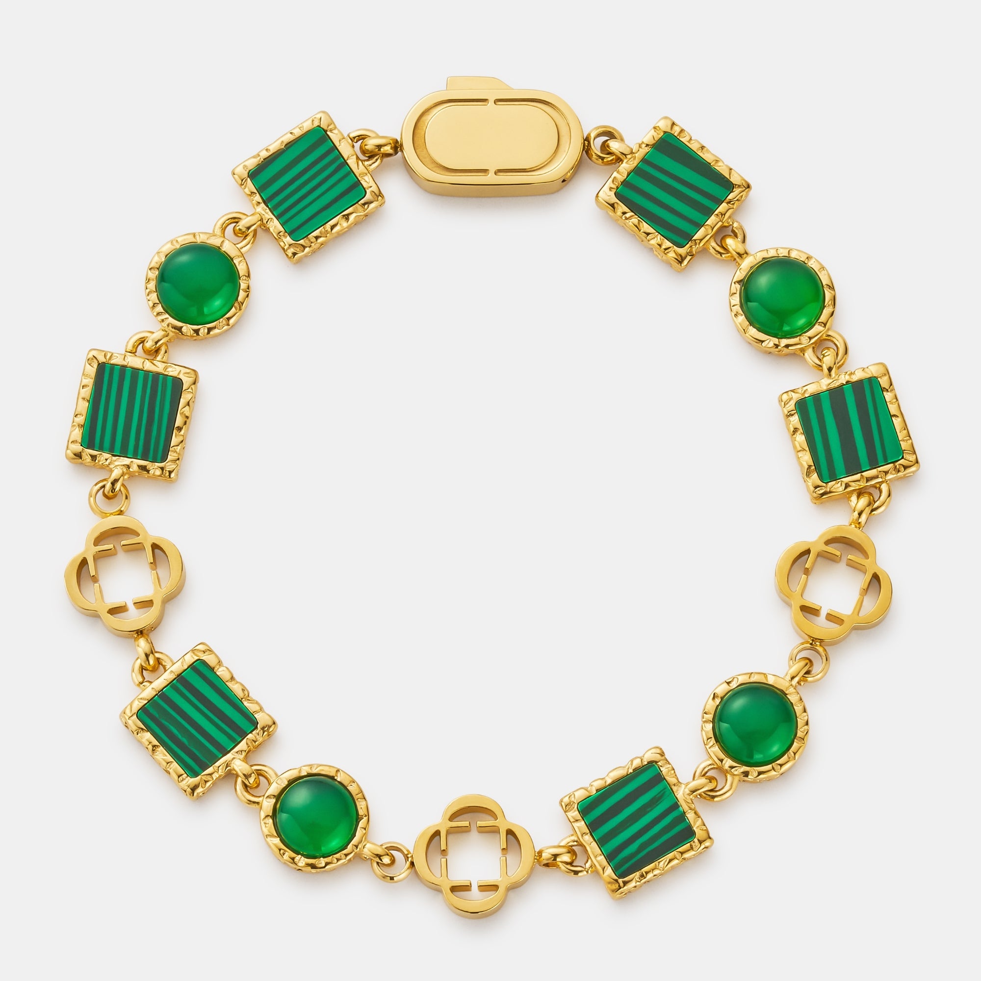 Green Quartz Gemstone Bracelet (Gold)