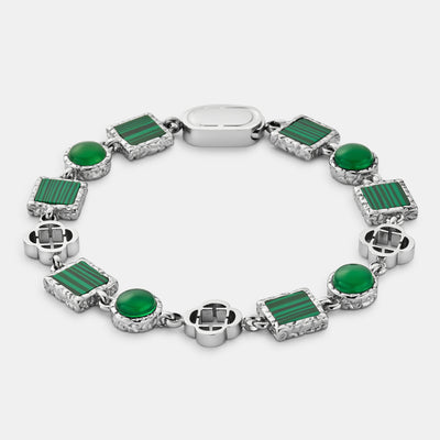 Green Quartz Gemstone Bracelet (Silver)