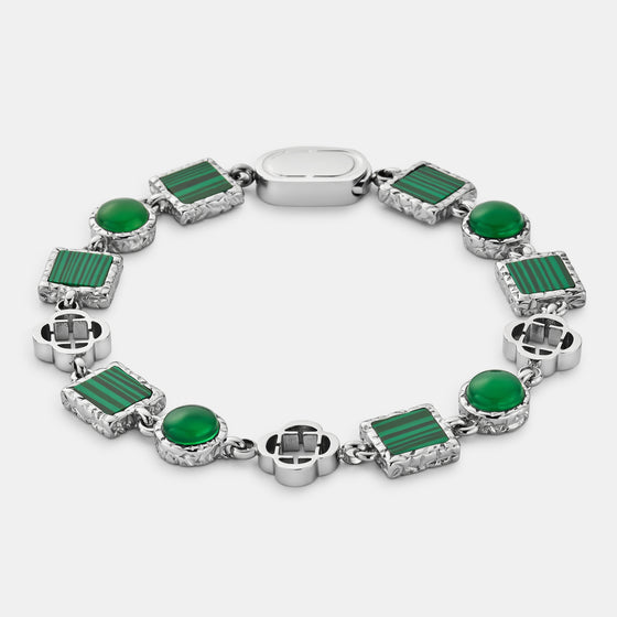 Green Quartz Gemstone Bracelet (Silver)