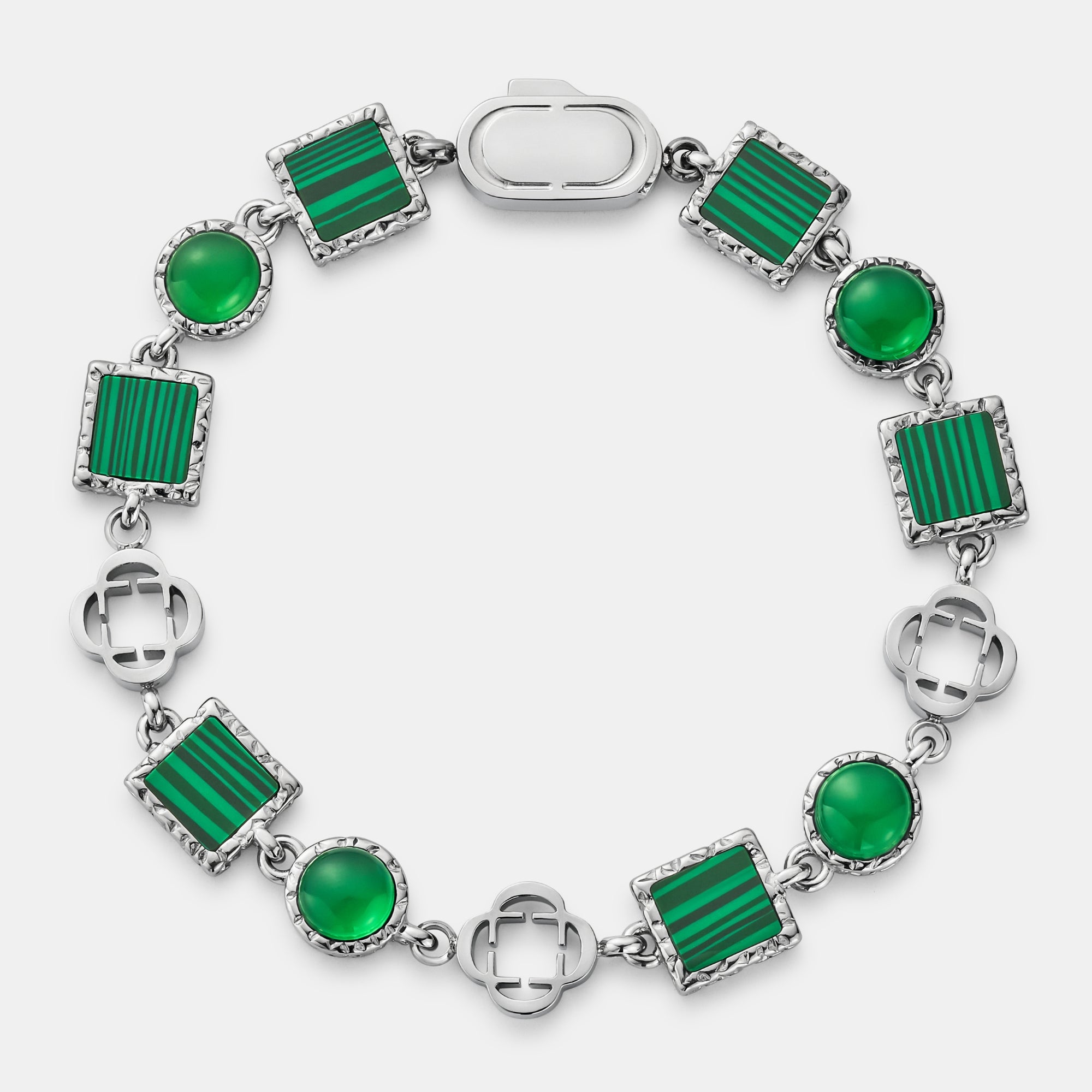 Green Quartz Gemstone Bracelet (Silver)
