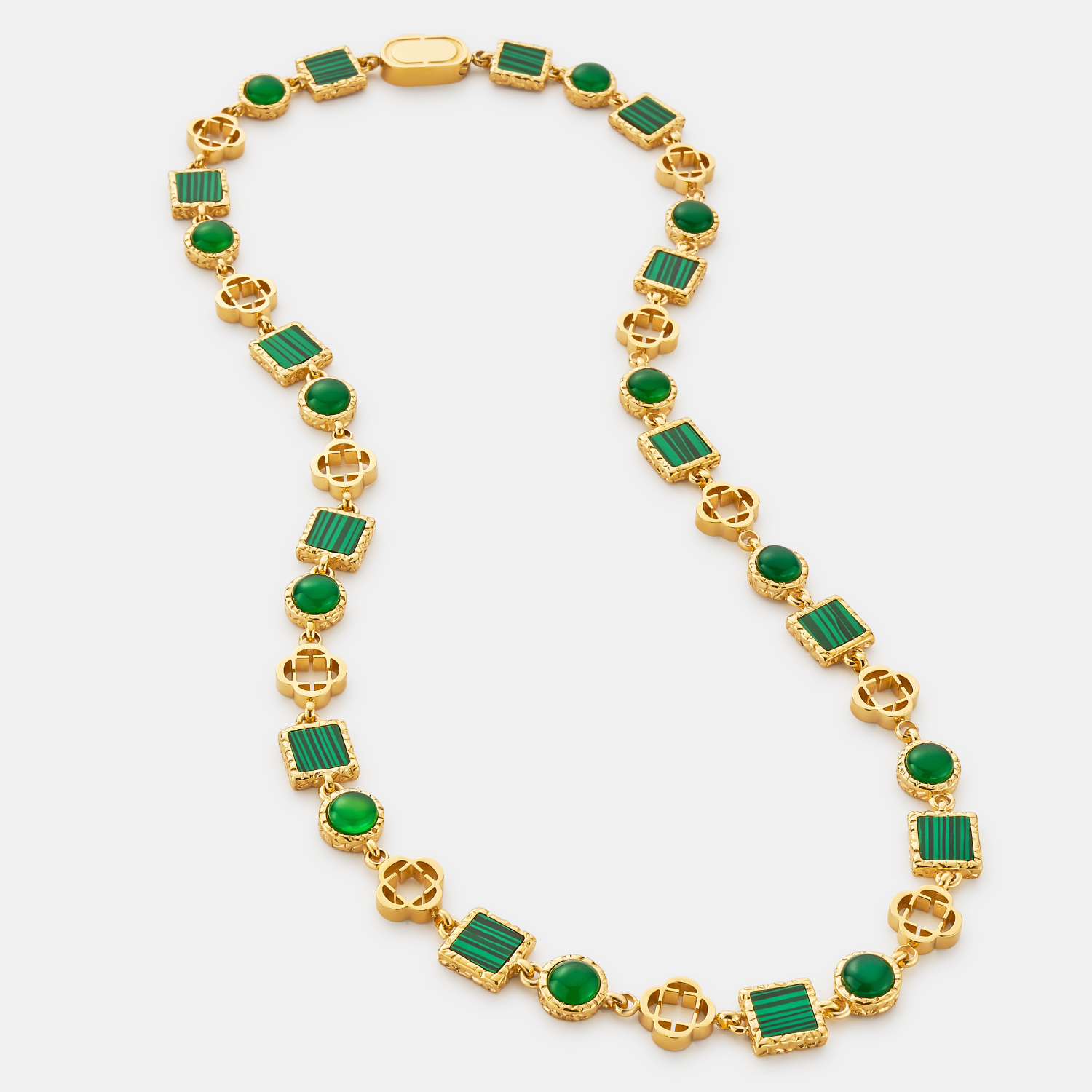 Green Quartz Gemstone Necklace (Gold)
