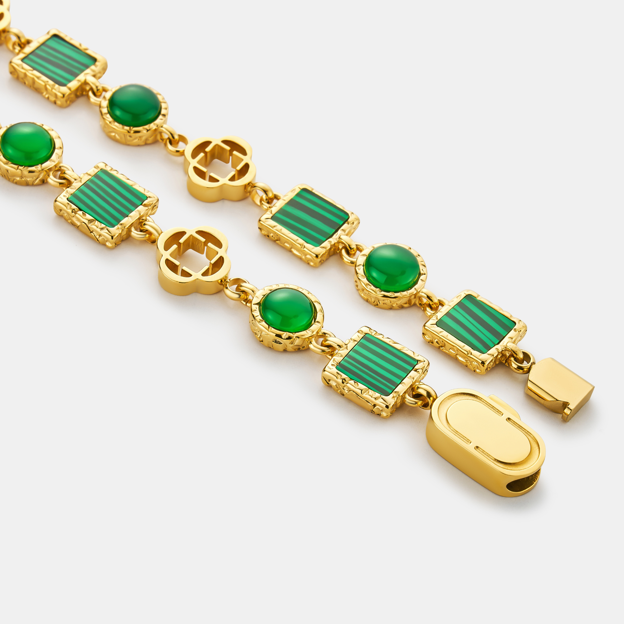 Green Quartz Gemstone Necklace (Gold)