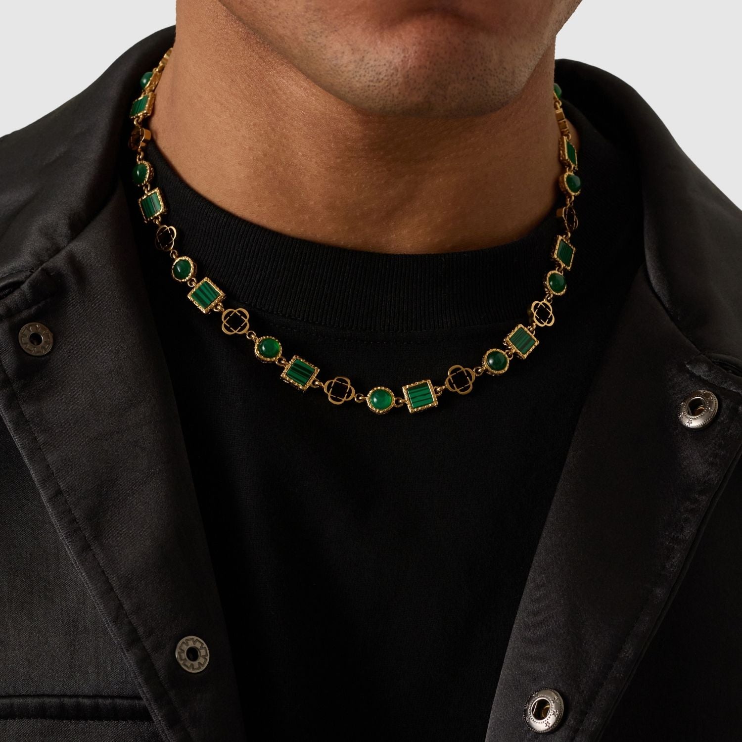 Green Quartz Gemstone Necklace (Gold)