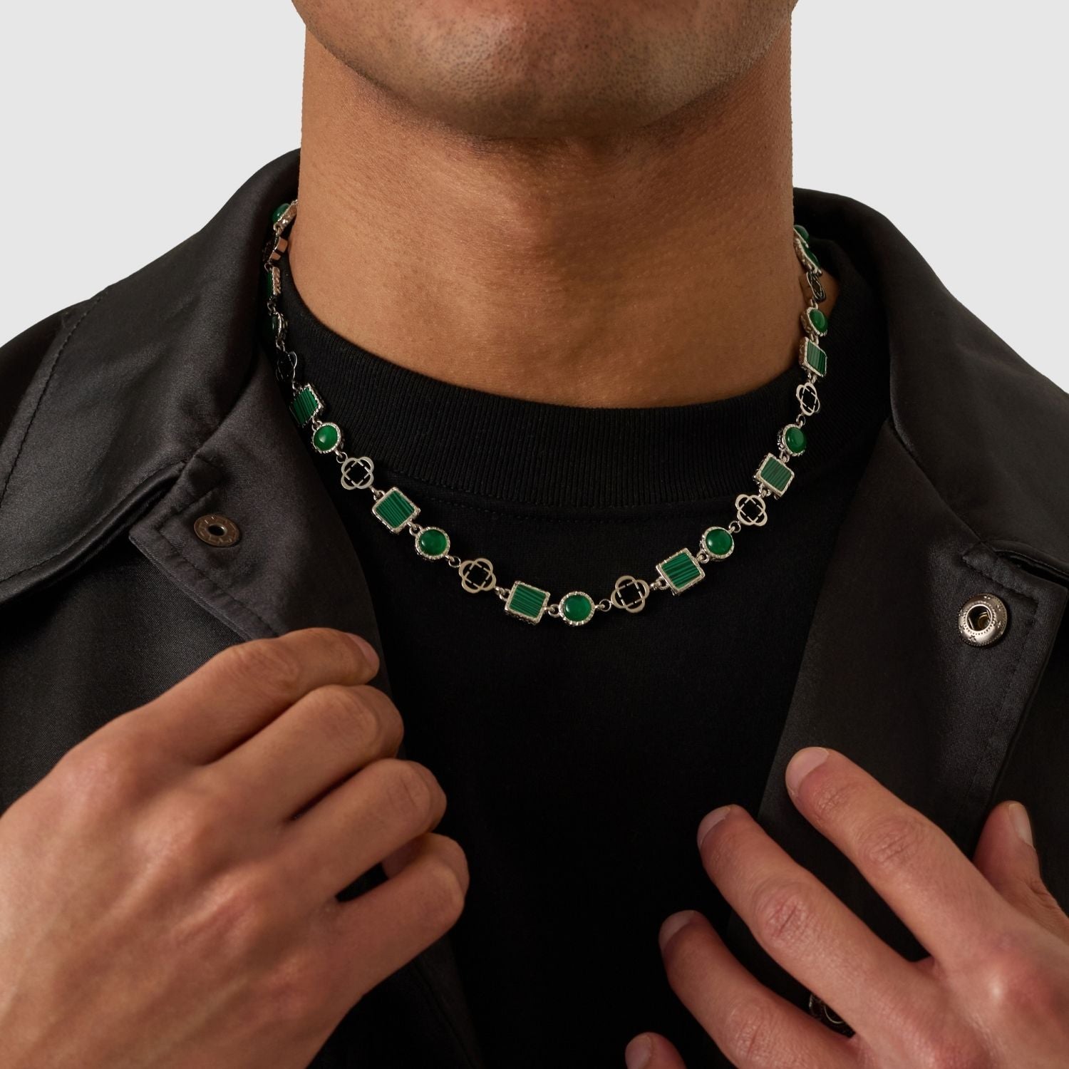 Green Quartz Gemstone Necklace (Silver)