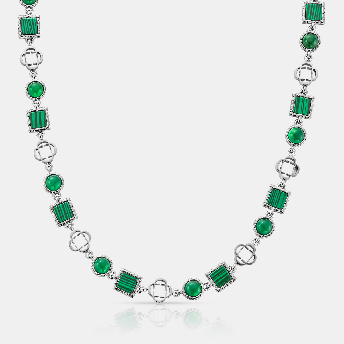 Green Quartz Gemstone Necklace (Silver)