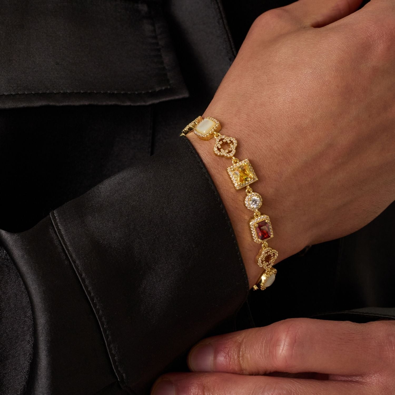 Iced Gemstone Bracelet (Gold)