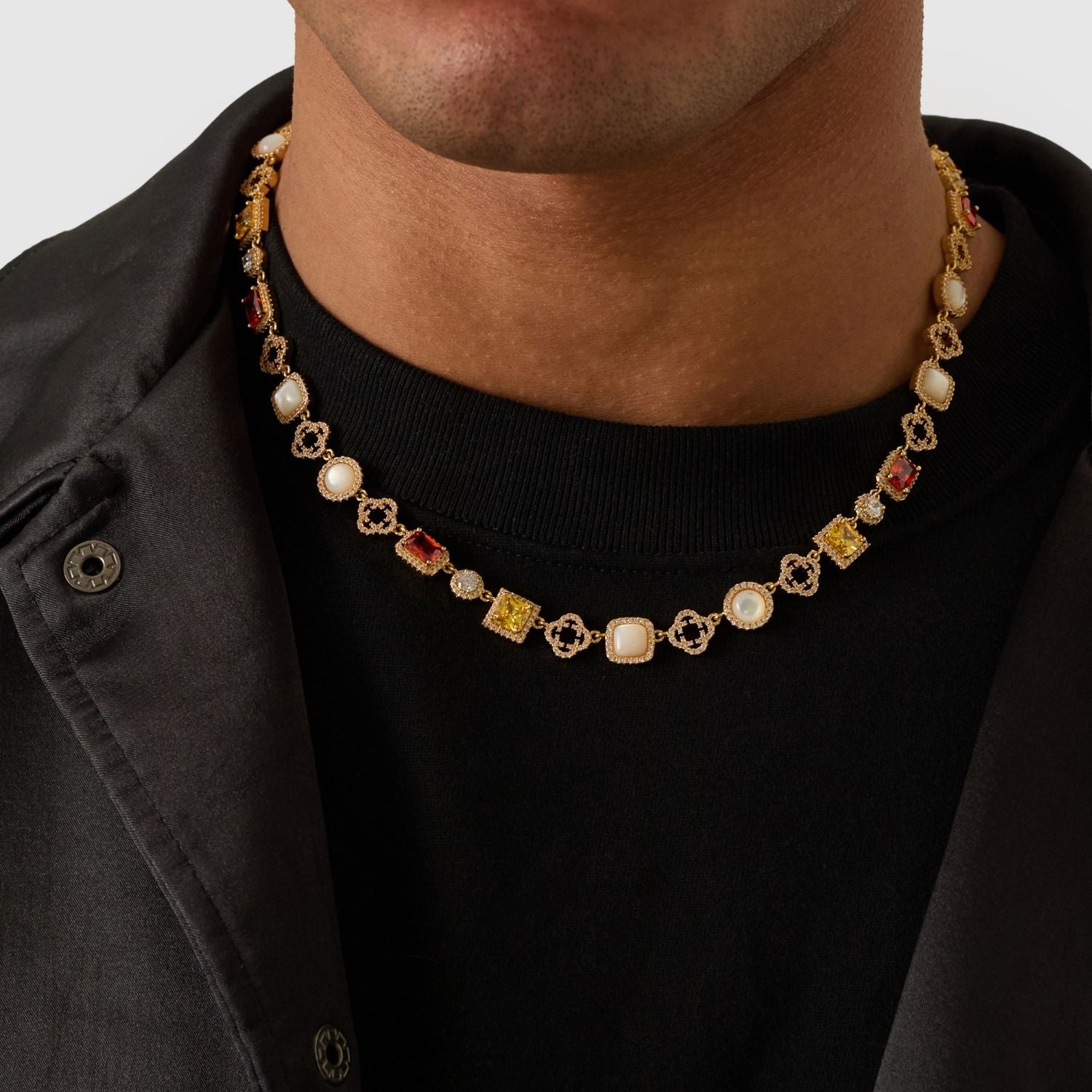Iced Gemstone Necklace (Gold)