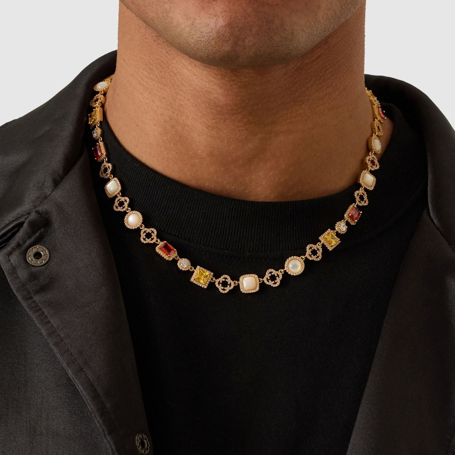 Iced Gemstone Necklace (Gold)