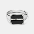 Iced Onyx Signet Ring (Silver)