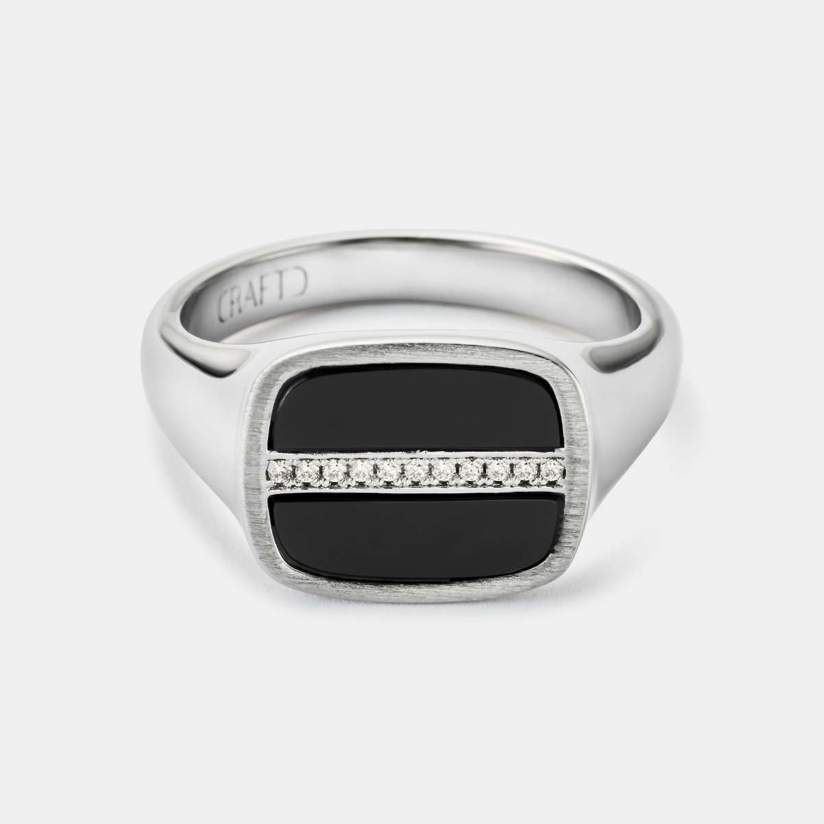 Iced Onyx Signet Ring (Silver)
