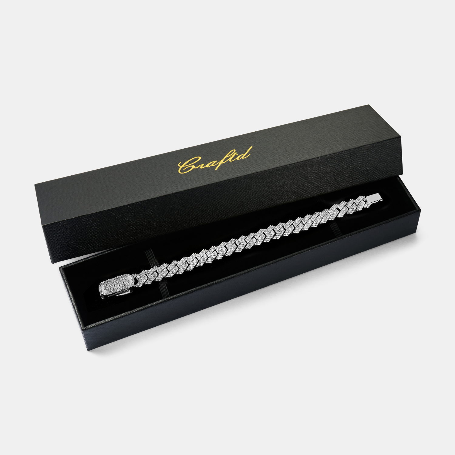 Prong Link Iced Cuban Bracelet (Silver) 12mm