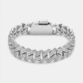 Prong Link Iced Cuban Bracelet (Silver) 12mm