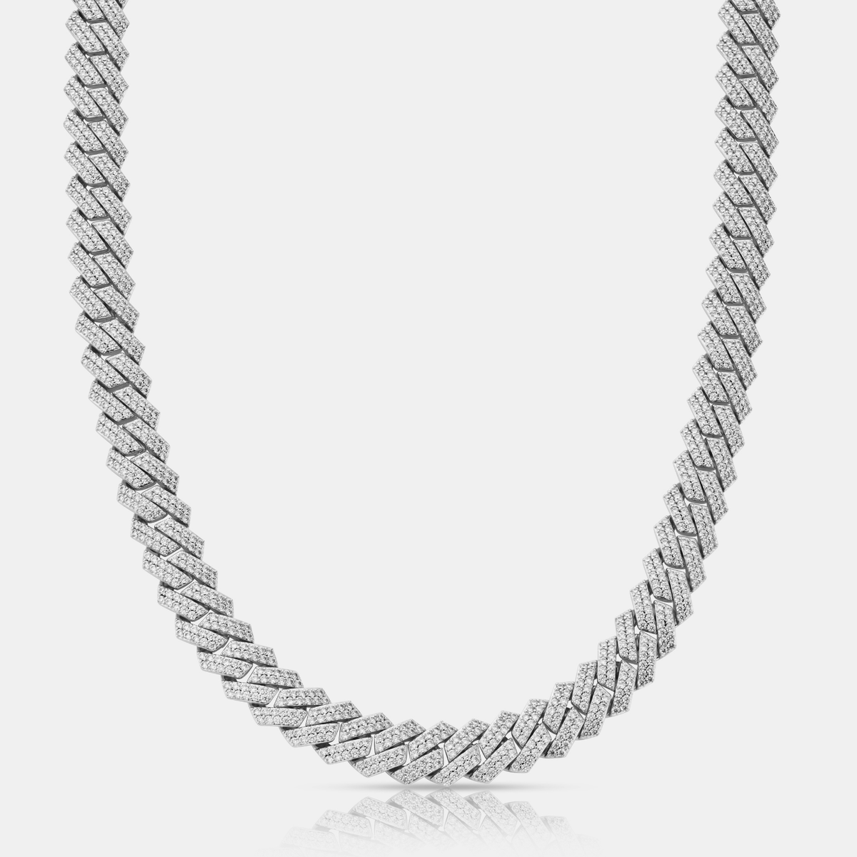 Prong Link Iced Cuban (Silver) 12mm