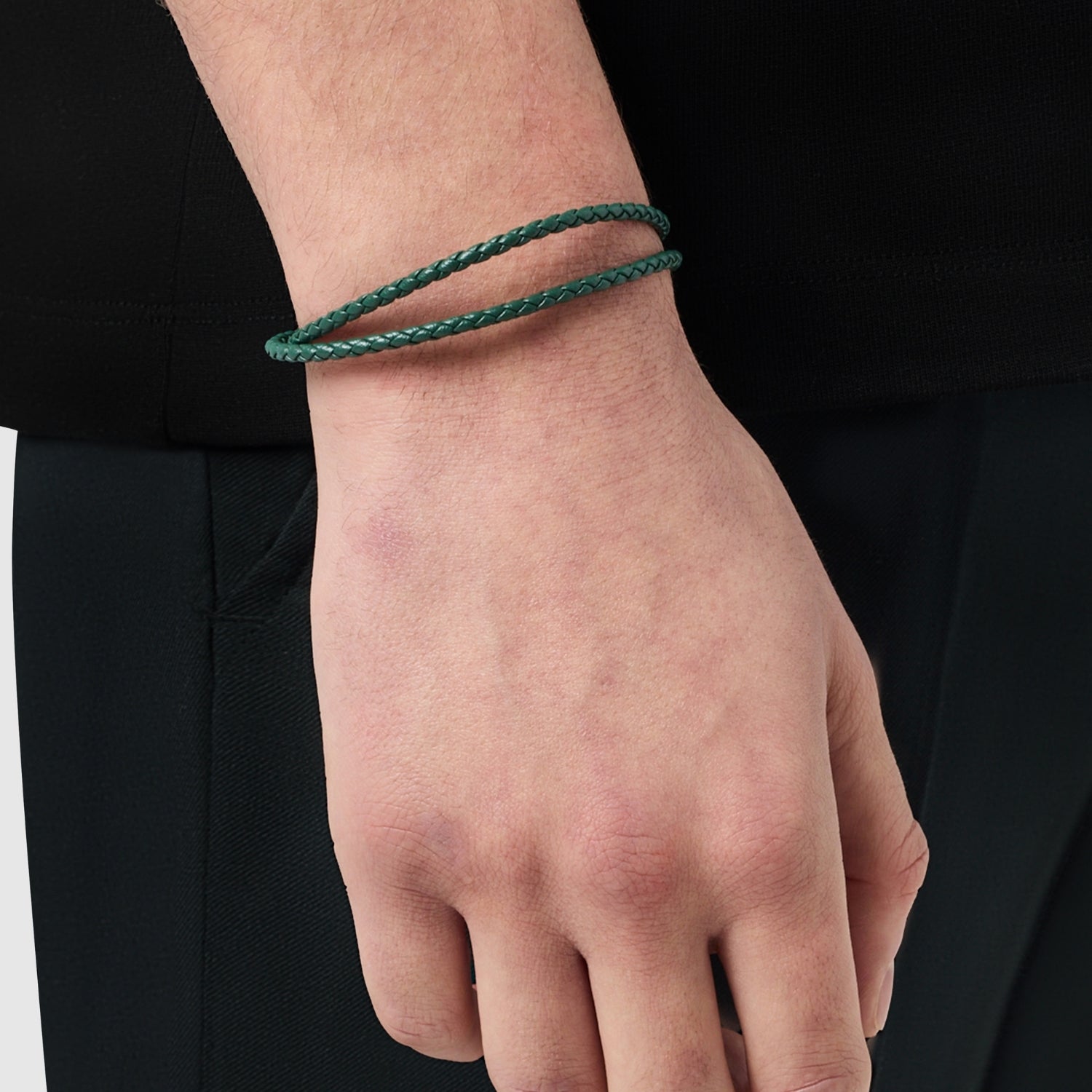 Green Leather Wrap Bracelet