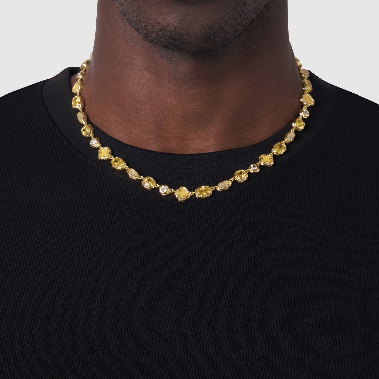 Melted Citrine Gemstone Necklace (Gold)