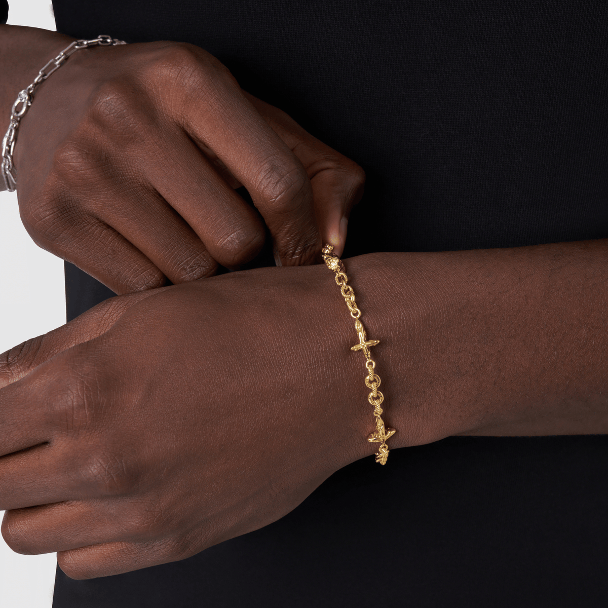 Melted Cross Bracelet (18ct Gold) | Sterling Silver