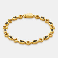 Onyx Gemstone Clover Bracelet (Gold)