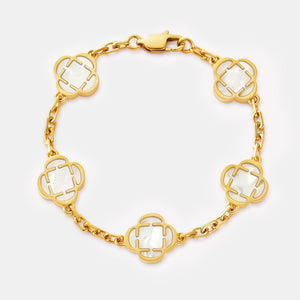 White Clover Stone Bracelet (Gold)