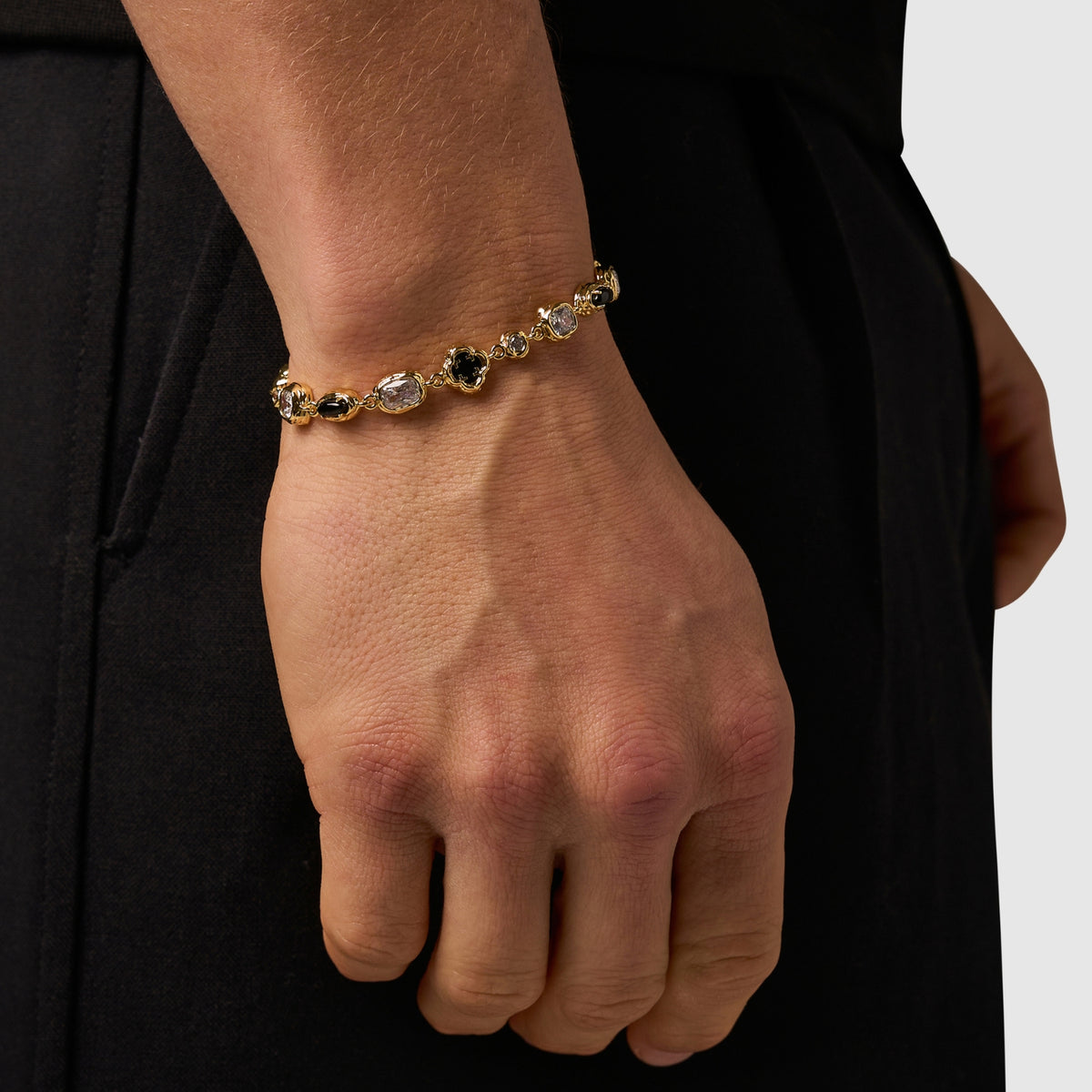 Melted Onyx Gemstone Bracelet (Gold)