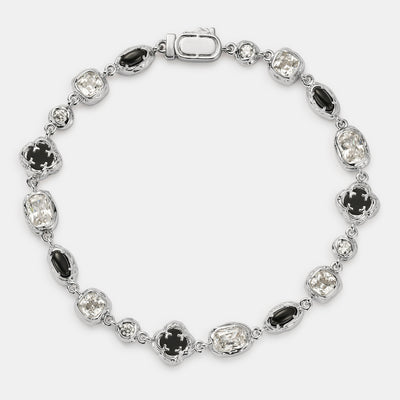 Melted Onyx Gemstone Bracelet (Silver)