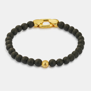 Onyx Bead Lock Bracelet (Gold)