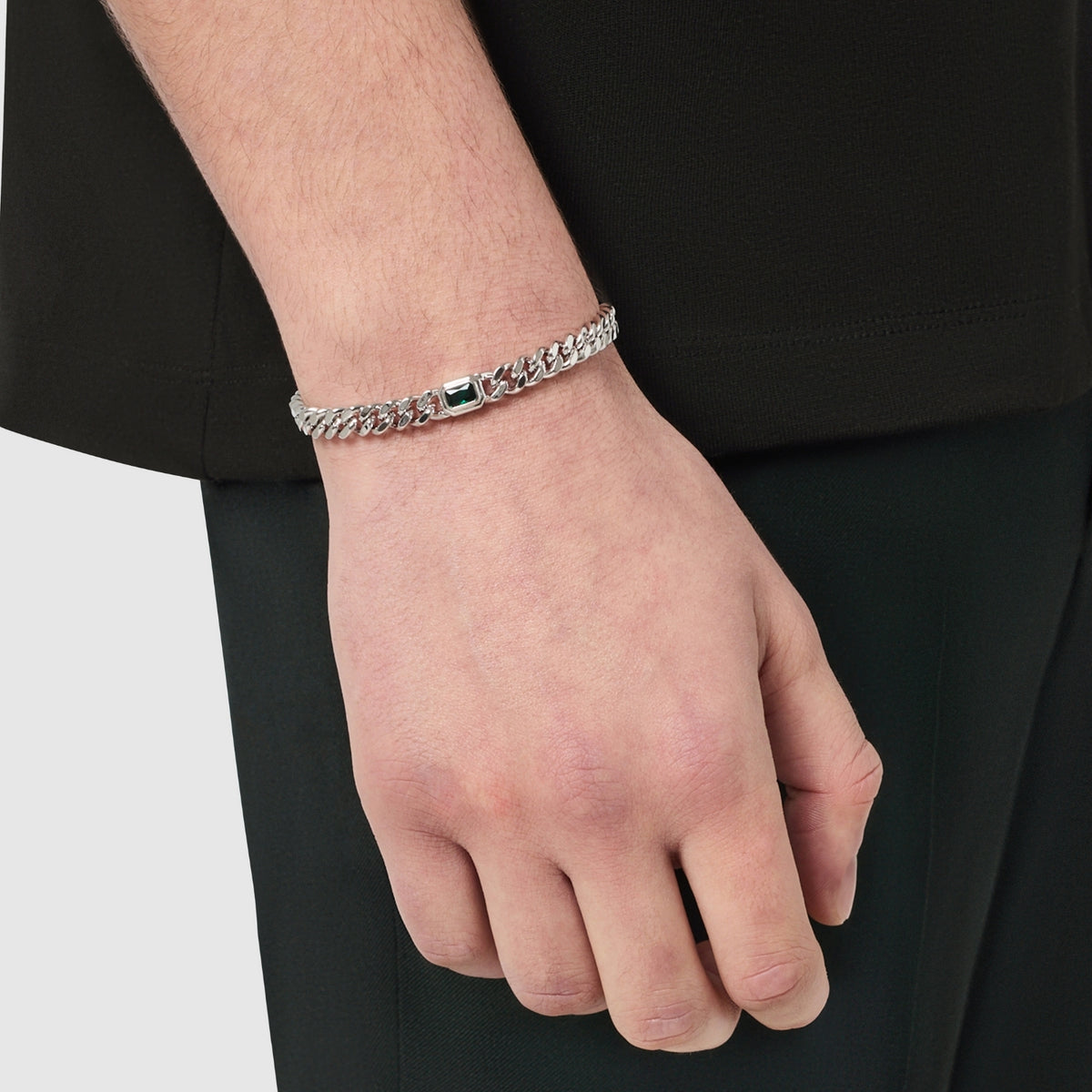 Onyx Cuban Bracelet (Silver) 6mm