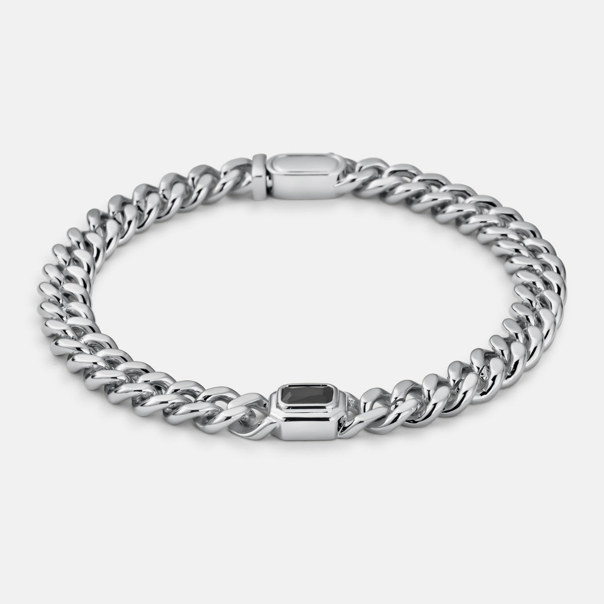 Onyx Cuban Bracelet (Silver) 6mm