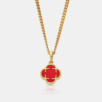 Red Clover Stone Pendant (Gold)