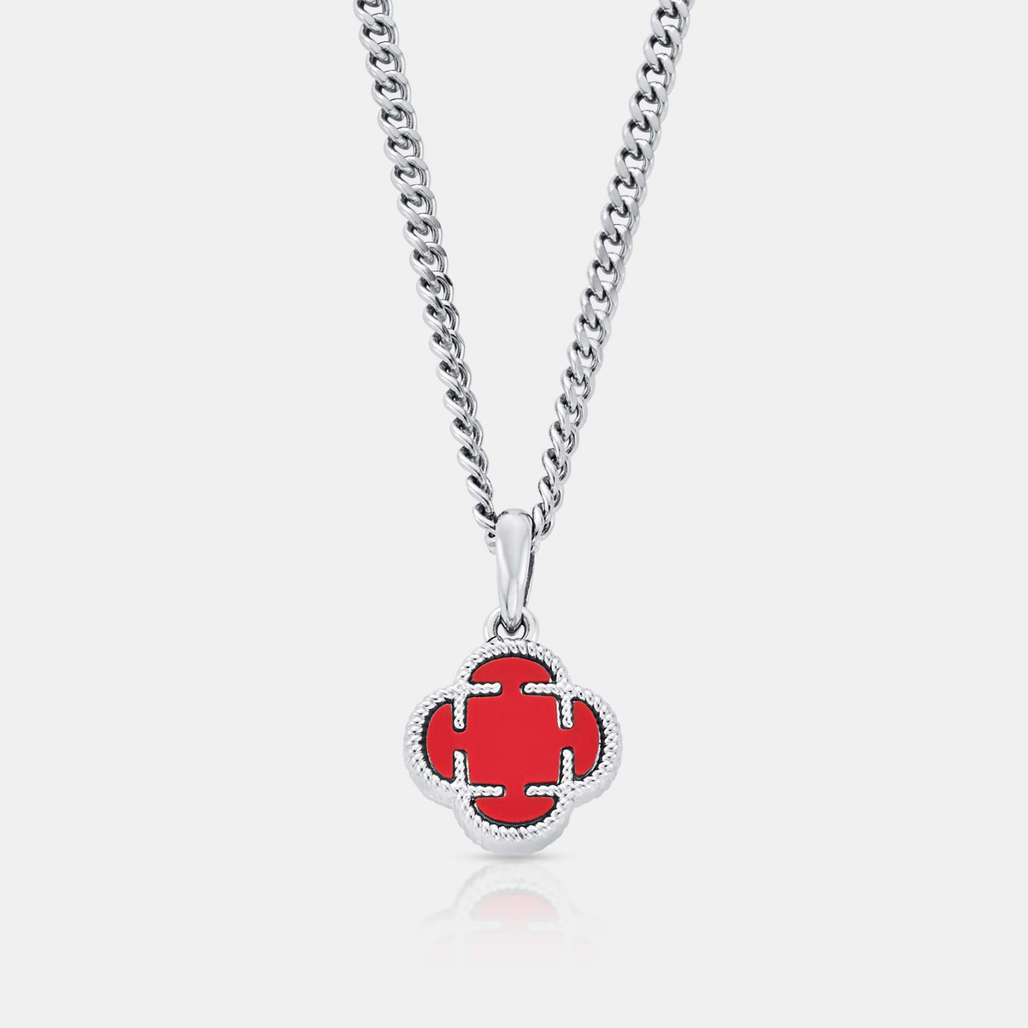 Red Clover Stone Pendant (Silver)