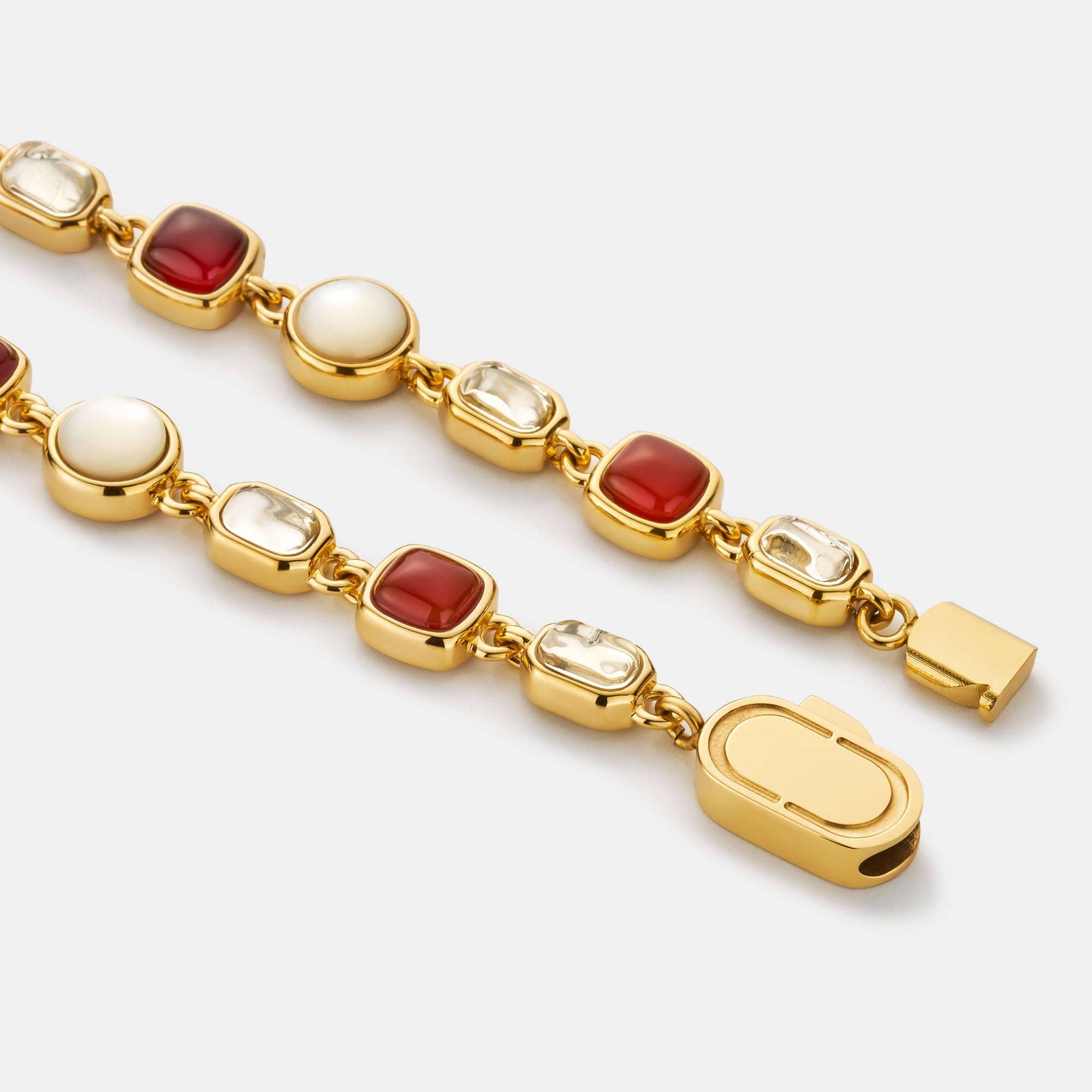 Red Crystal Gemstone Bracelet (Gold)