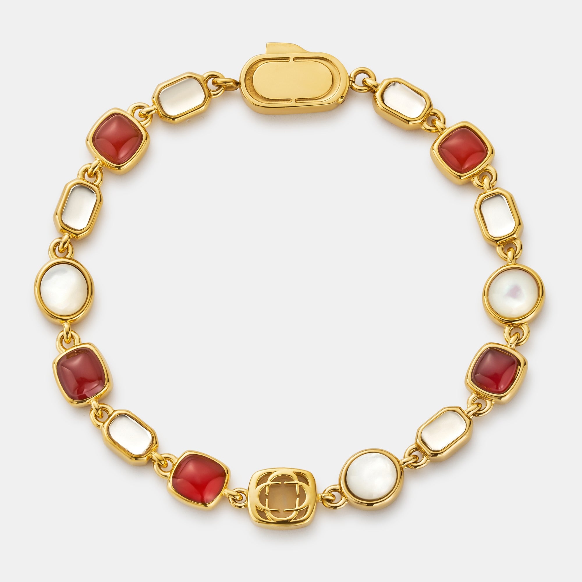Red Crystal Gemstone Bracelet (Gold)