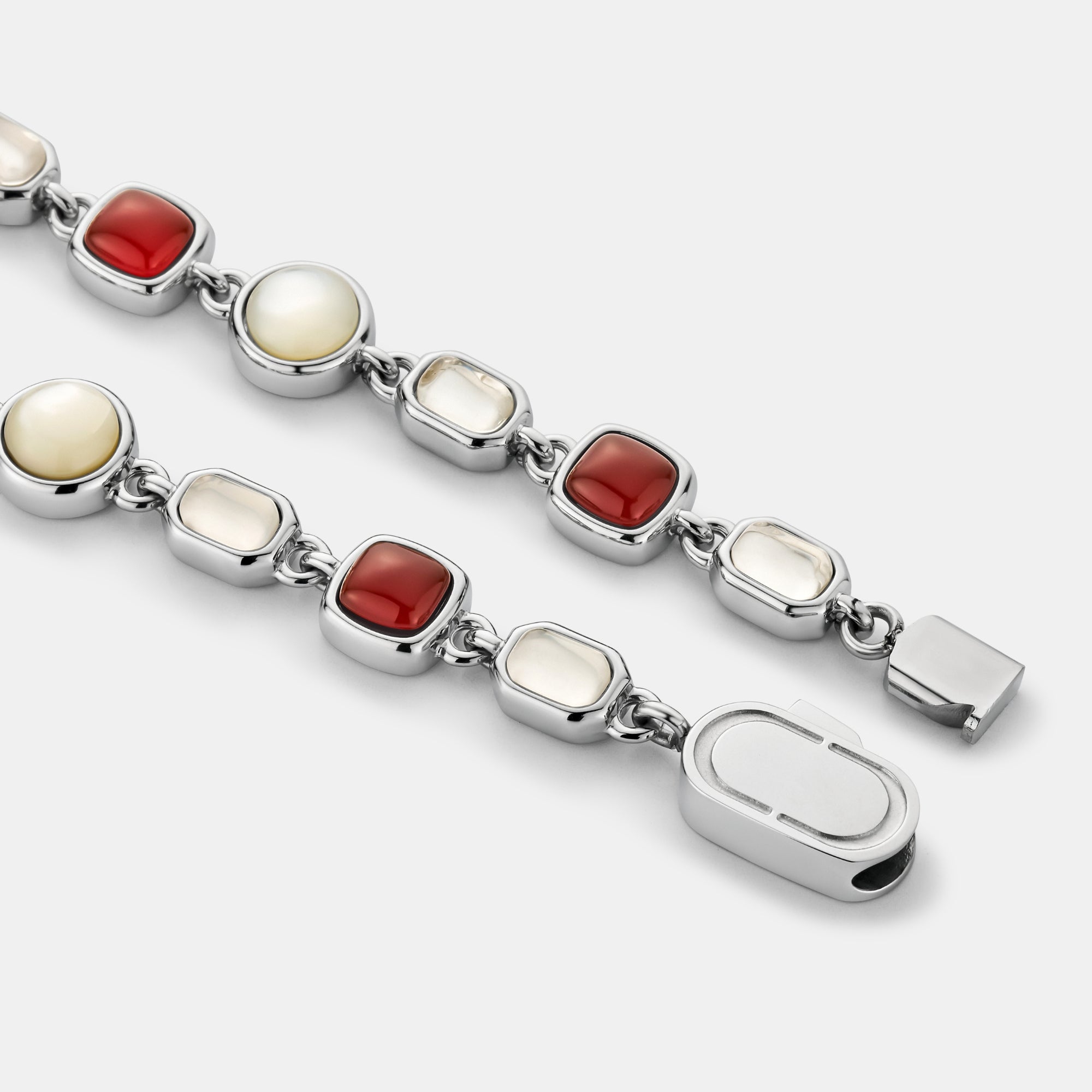 Red Crystal Gemstone Bracelet (Silver)
