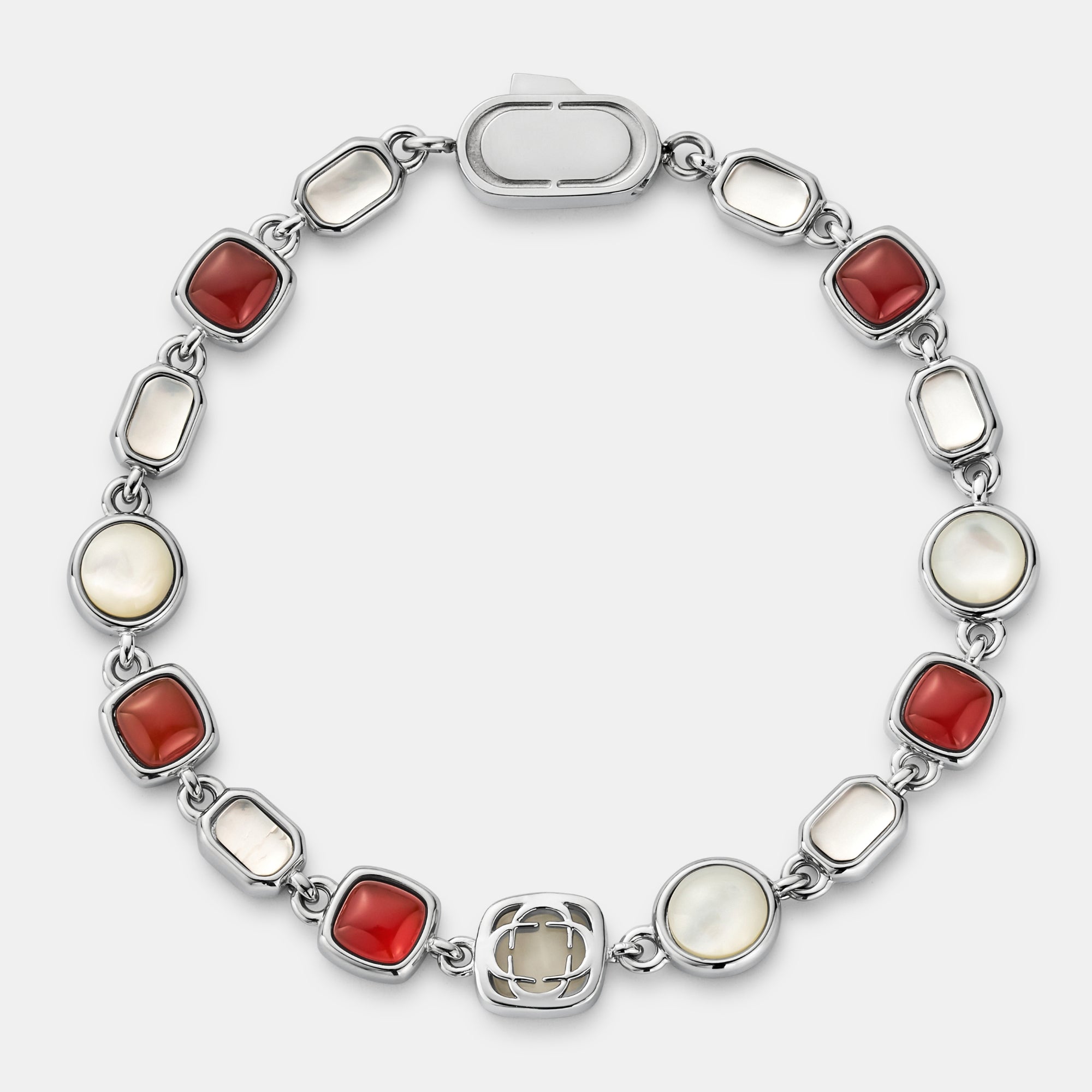 Red Crystal Gemstone Bracelet (Silver)