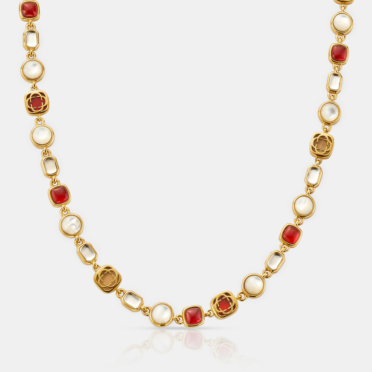 Red Crystal Gemstone Necklace (Gold)