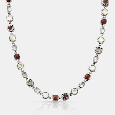 Red Crystal Gemstone Necklace (Silver)