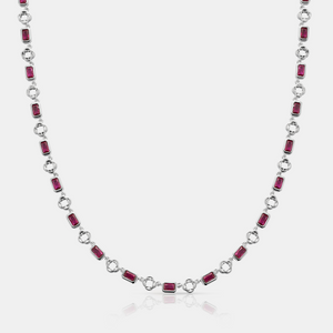 Red Gemstone Clover Necklace (Silver)