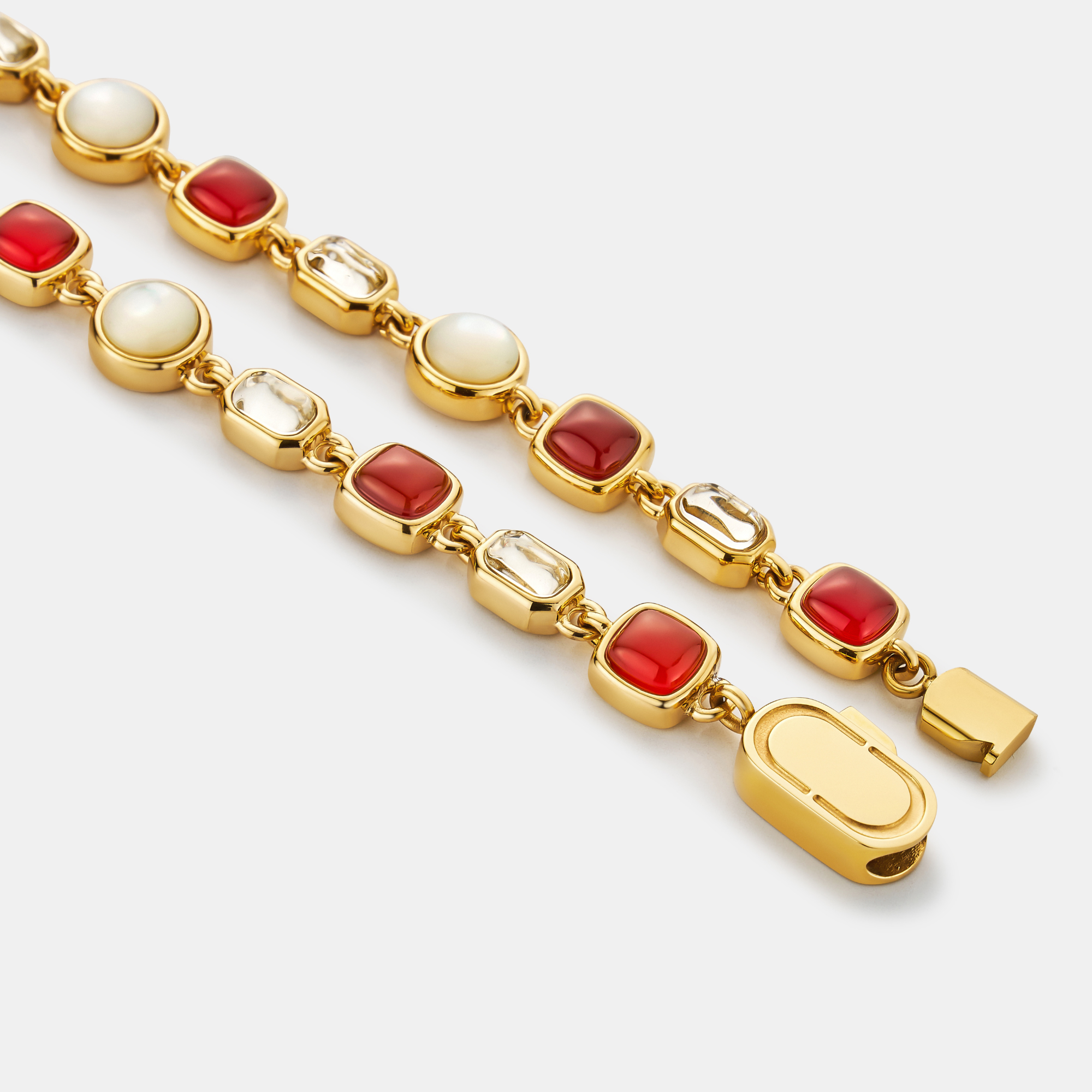 Red Crystal Gemstone Necklace (Gold)