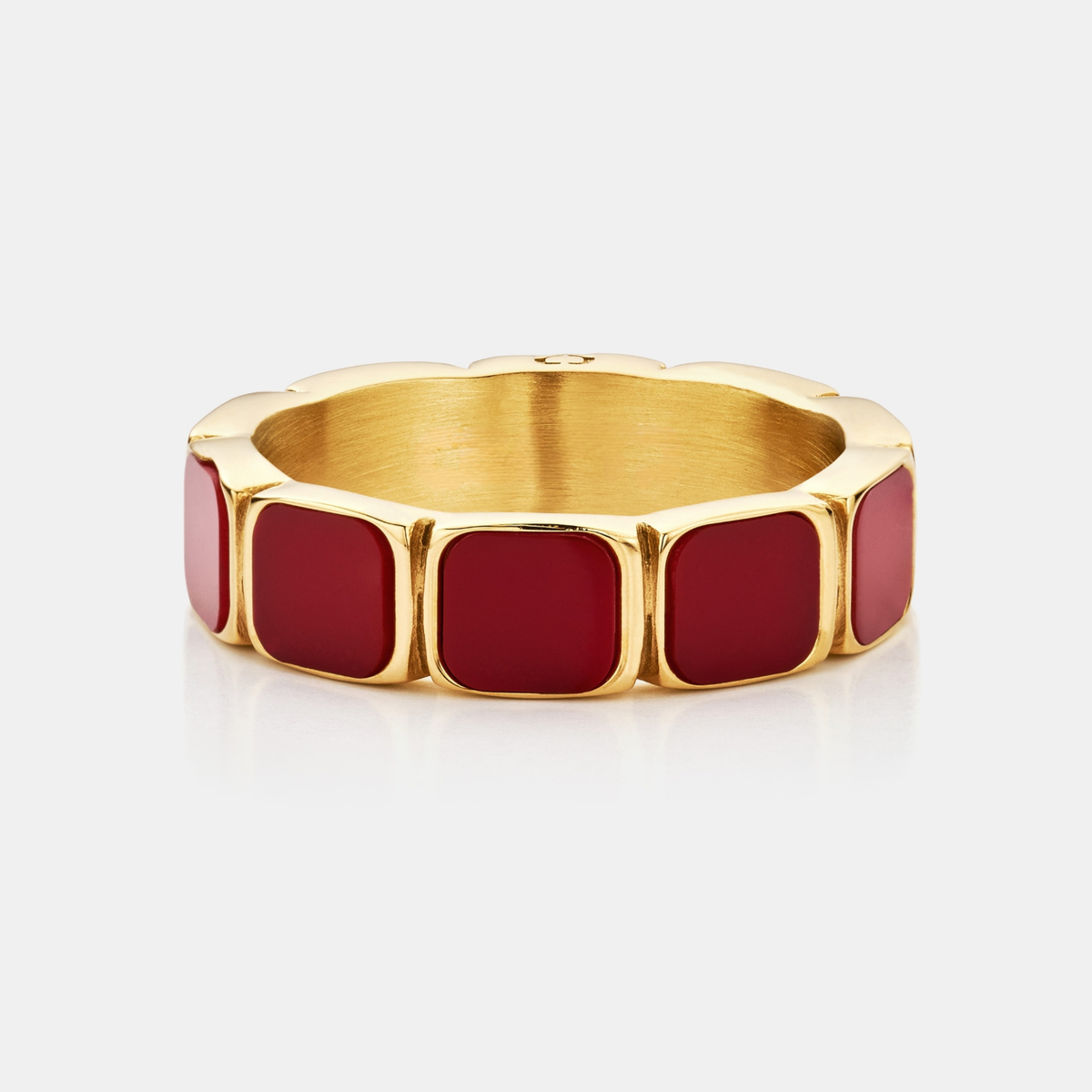 Red Stone Band Ring (Gold)
